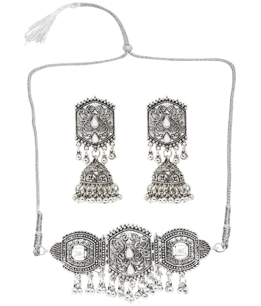     			PUJVI Silver German Necklace Set ( Pack of 1 )