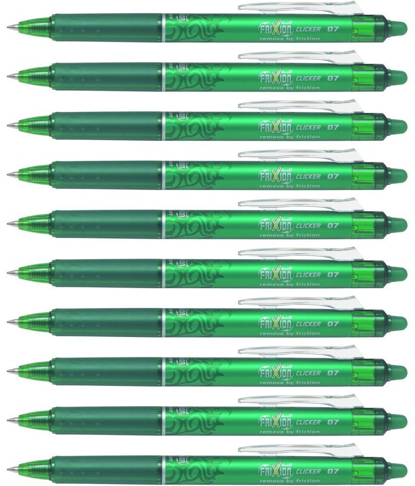     			Pilot Frixion RT Clicker Ball Pen Green Pack of 10