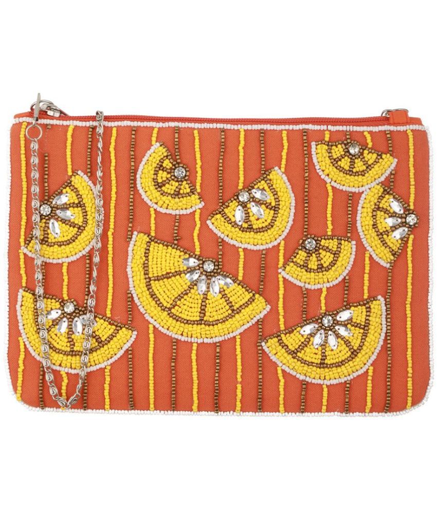     			Priyassi Orange Fabric Sling Bag