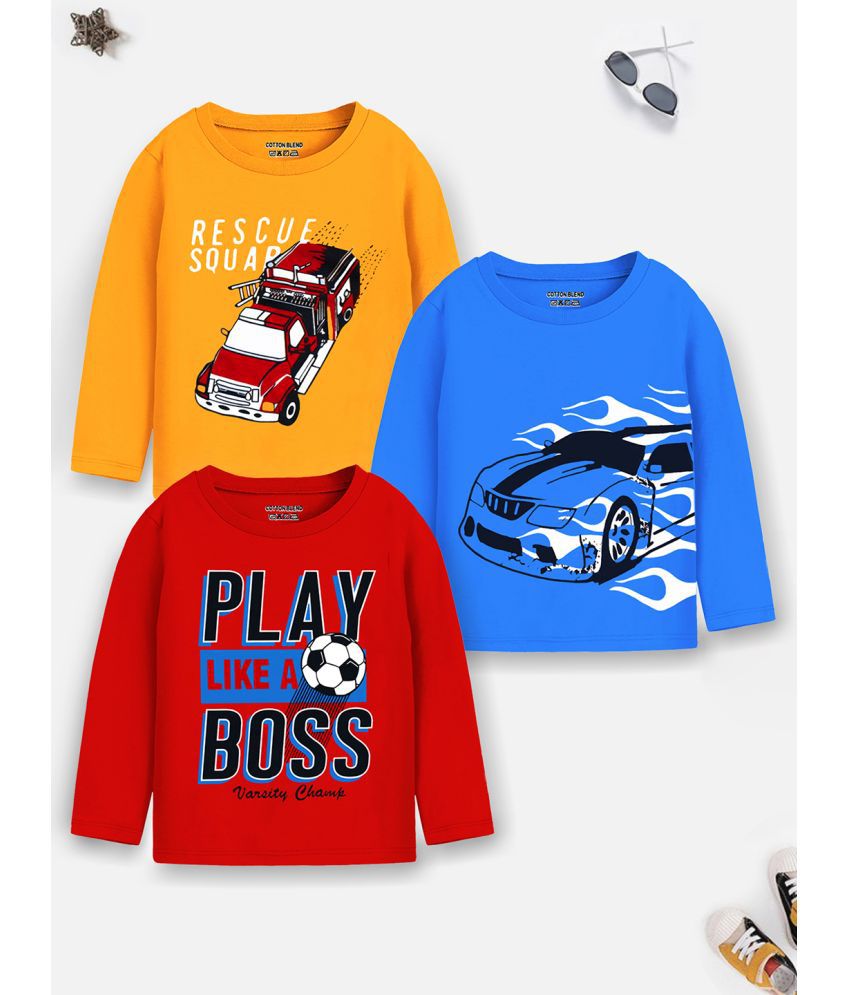     			Trampoline Multicolor Cotton Blend Boy's T-Shirt ( Pack of 3 )