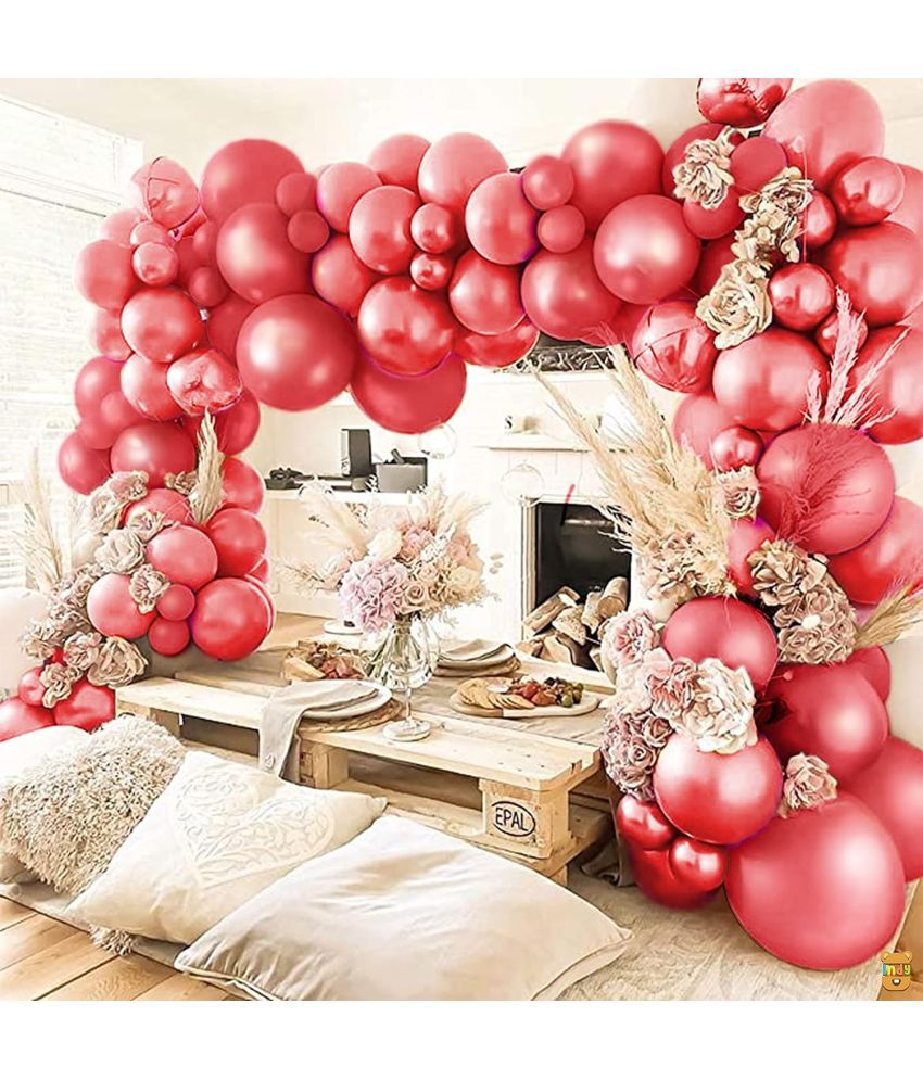     			Urban classic Red Decoration Kit - Set of 51 Pcs: 50 Red balloons with 1 Balloon Arch strip for Decoration for Birthday, Anniversary, Bachelorette, Bridal Shower, New Year, Graduation, Retirement, Festival decoration
