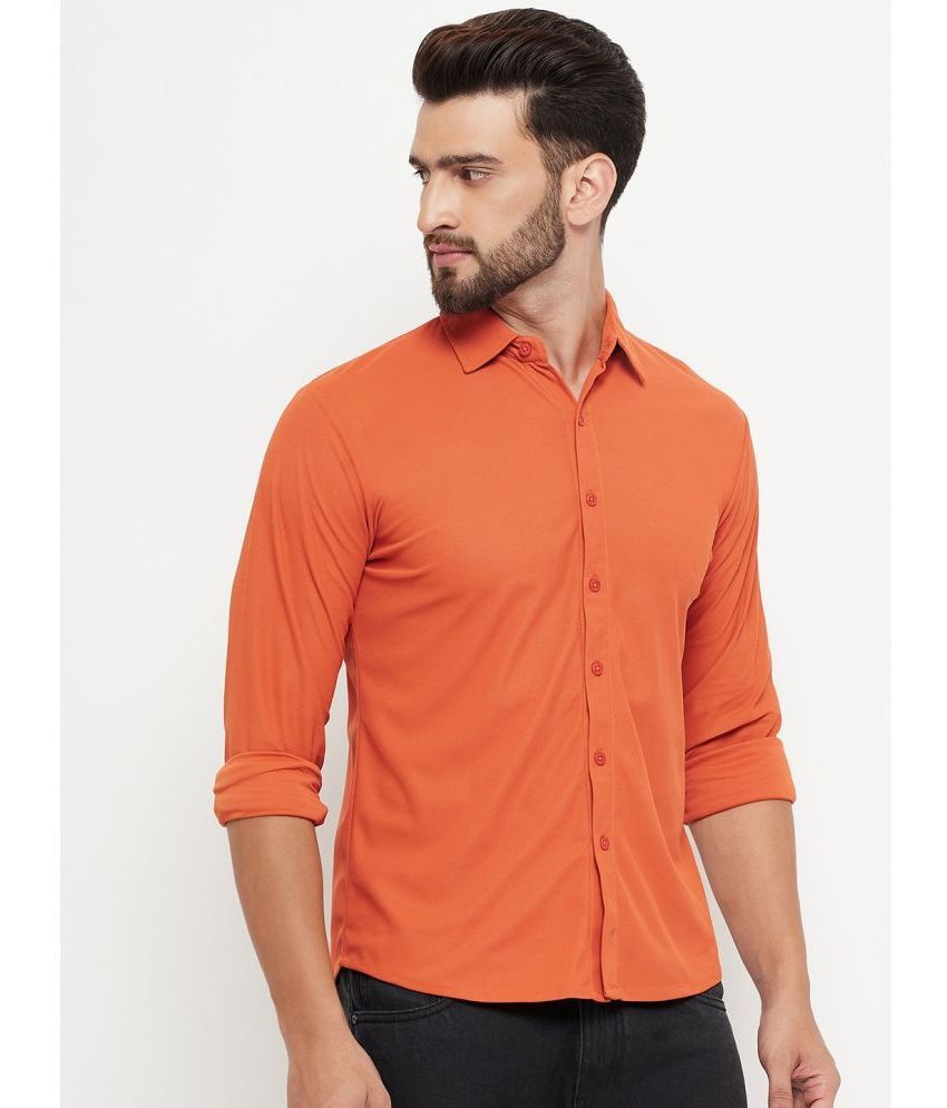     			renuovo Cotton Blend Regular Fit Solids Full Sleeves Men's Casual Shirt - Orange ( Pack of 1 )