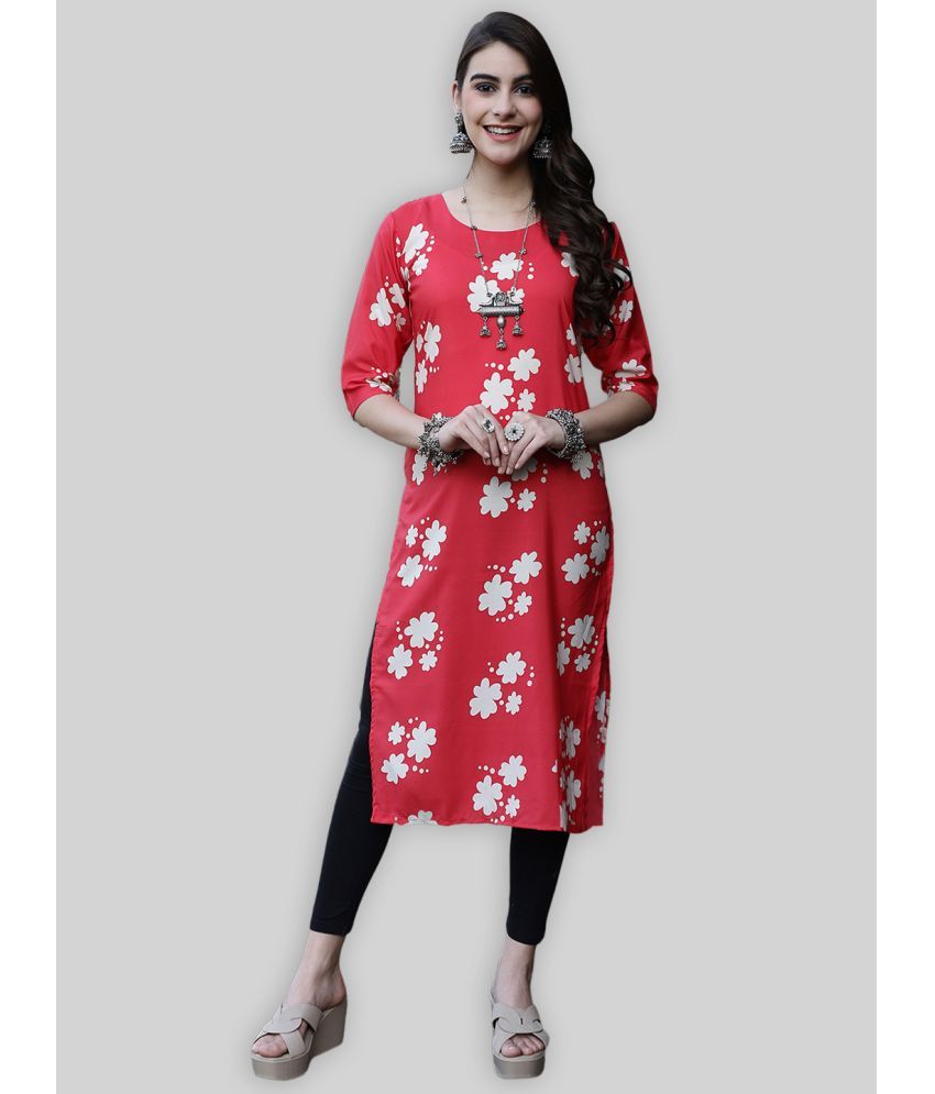     			1 Stop Fashion Crepe Printed Straight Women's Kurti - Red ( Pack of 1 )