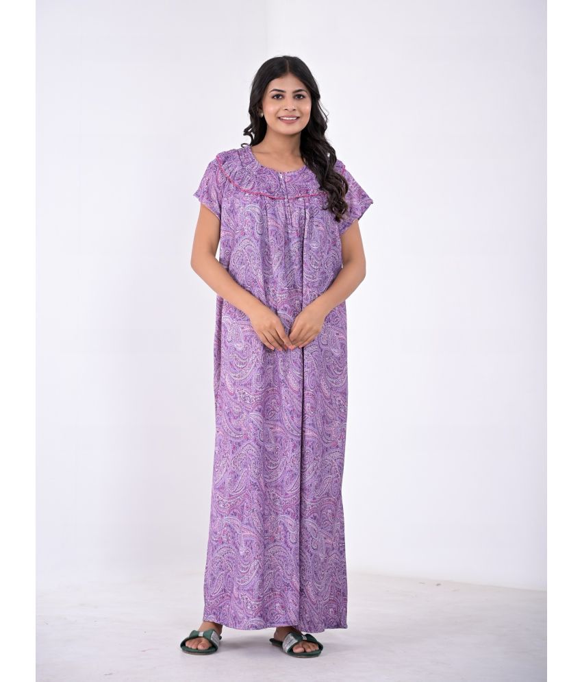     			Apratim Purple Satin Women's Nightwear Nighty & Night Gowns ( Pack of 1 )