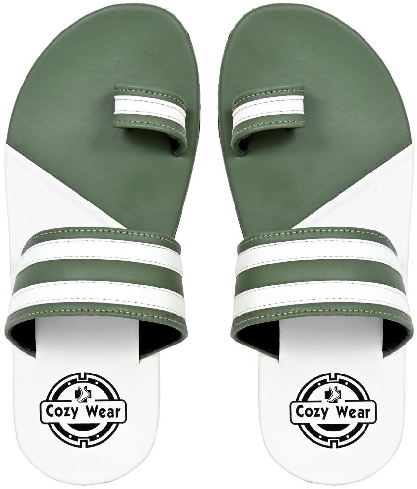     			Cozy Wear Green Men's Leather Slipper