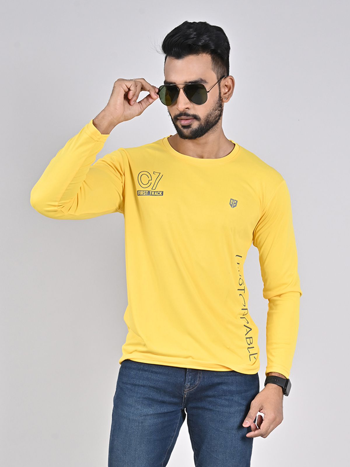     			GAME BEGINS Polyester Regular Fit Printed Full sleeves Men's T-Shirt - Yellow ( Pack of 1 )