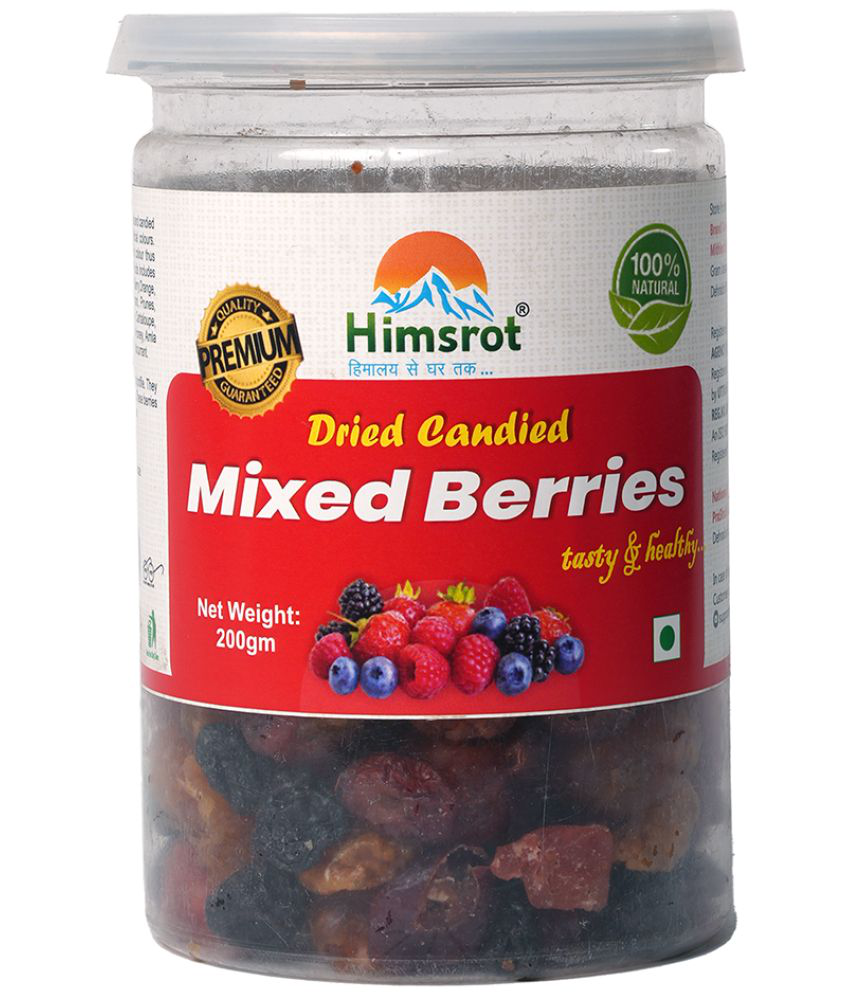    			Himsrot Premium Dried Mixed Berries Blueberries, Cranberries, Strawberries, Golden Berry, Roseberry| 100% Natural from Himalayas - Mixed Berries Candy - Mixed Dry Fruit - 200 gms resealable Jar