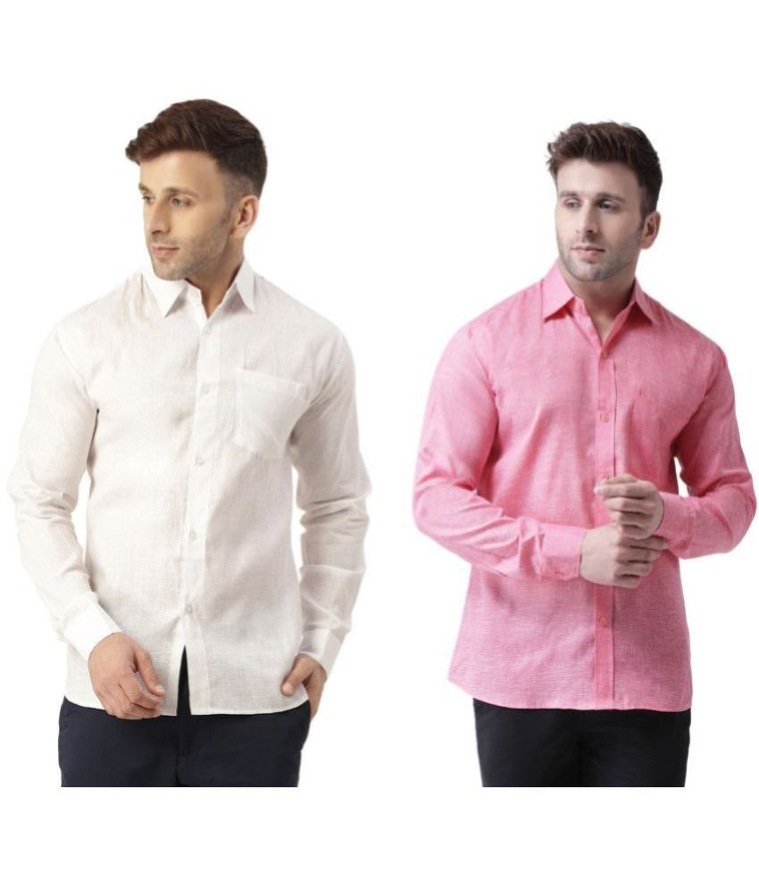     			KLOSET By RIAG 100% Cotton Regular Fit Self Design Full Sleeves Men's Casual Shirt - Fluorescent Pink ( Pack of 2 )