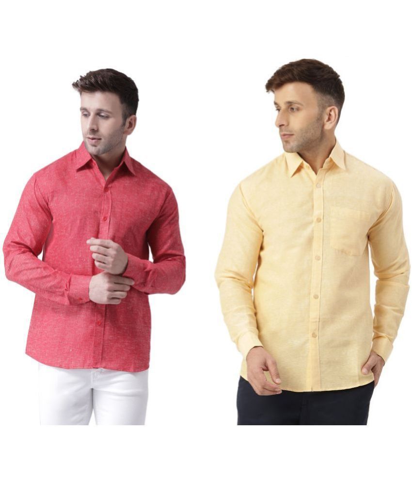     			KLOSET By RIAG 100% Cotton Regular Fit Self Design Full Sleeves Men's Casual Shirt - Beige ( Pack of 2 )