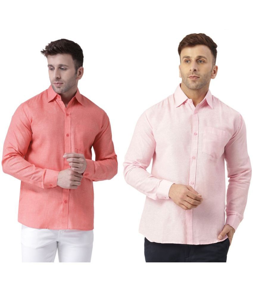     			KLOSET By RIAG 100% Cotton Regular Fit Self Design Full Sleeves Men's Casual Shirt - Pink ( Pack of 2 )