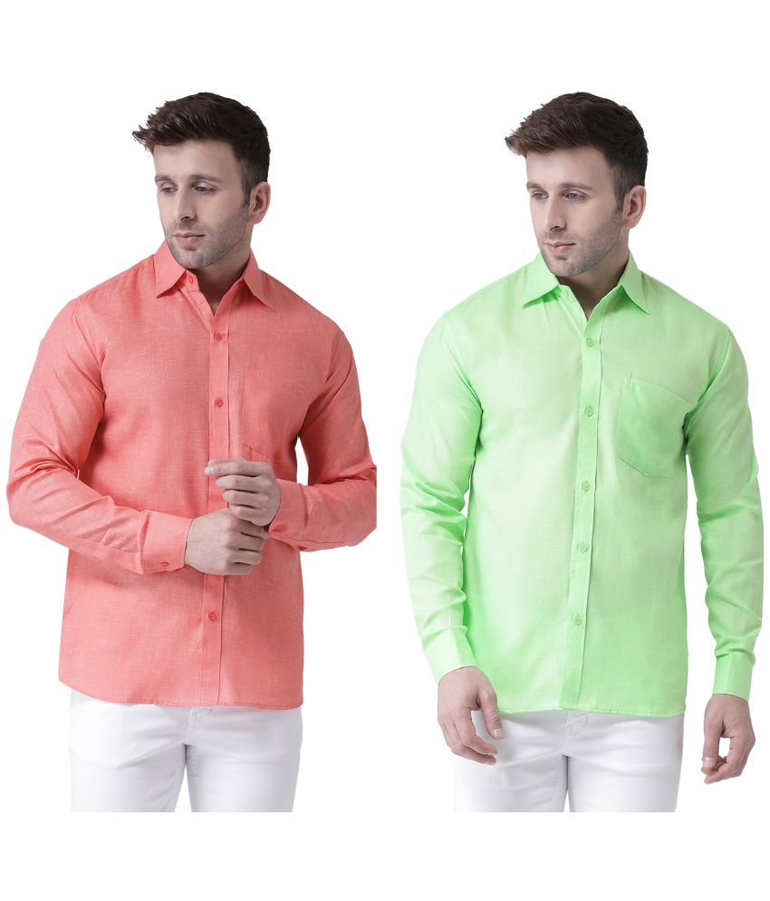     			KLOSET By RIAG 100% Cotton Regular Fit Solids Full Sleeves Men's Casual Shirt - Fluorescent Green ( Pack of 2 )