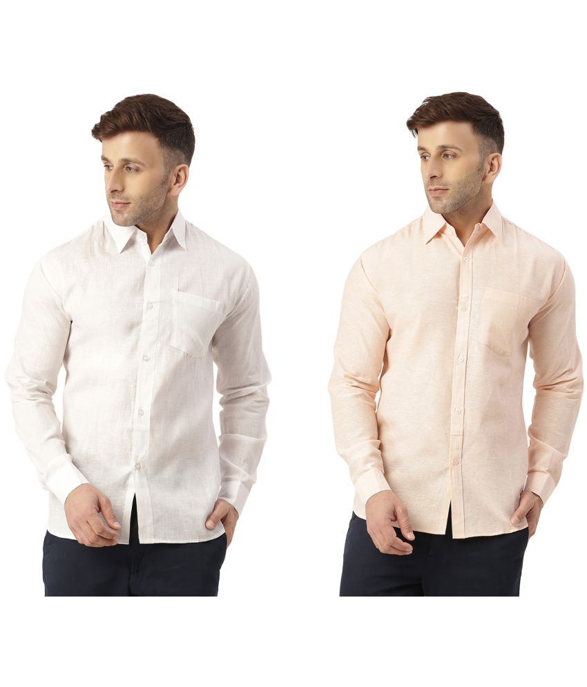     			KLOSET By RIAG 100% Cotton Regular Fit Solids Full Sleeves Men's Casual Shirt - Peach ( Pack of 2 )