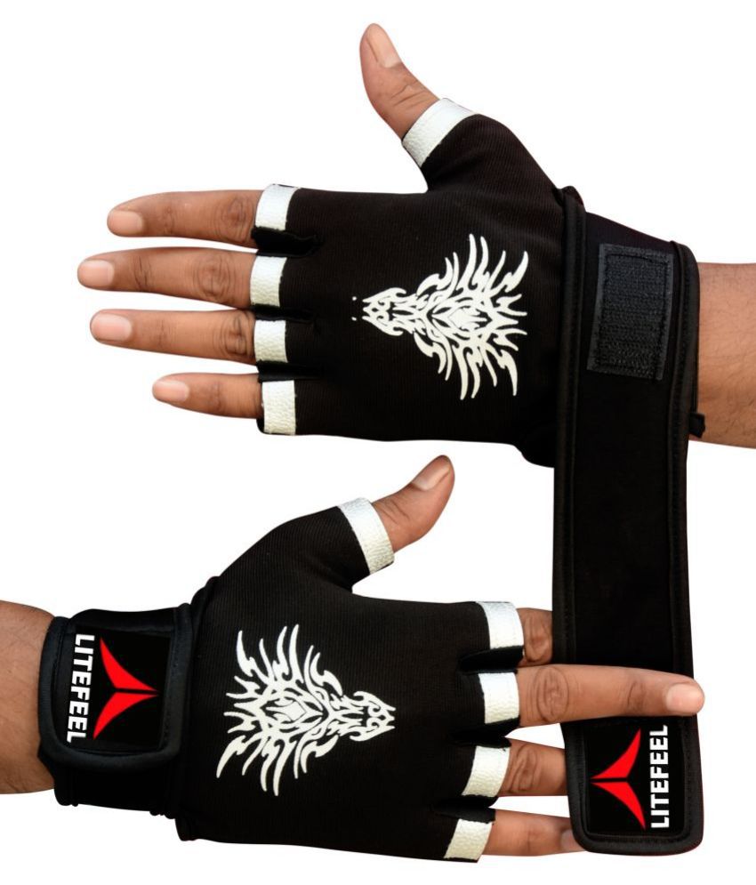     			LITE FEEL Spider Print Unisex Polyester Gym Gloves For Professional Fitness Training and Workout With Half-Finger Length