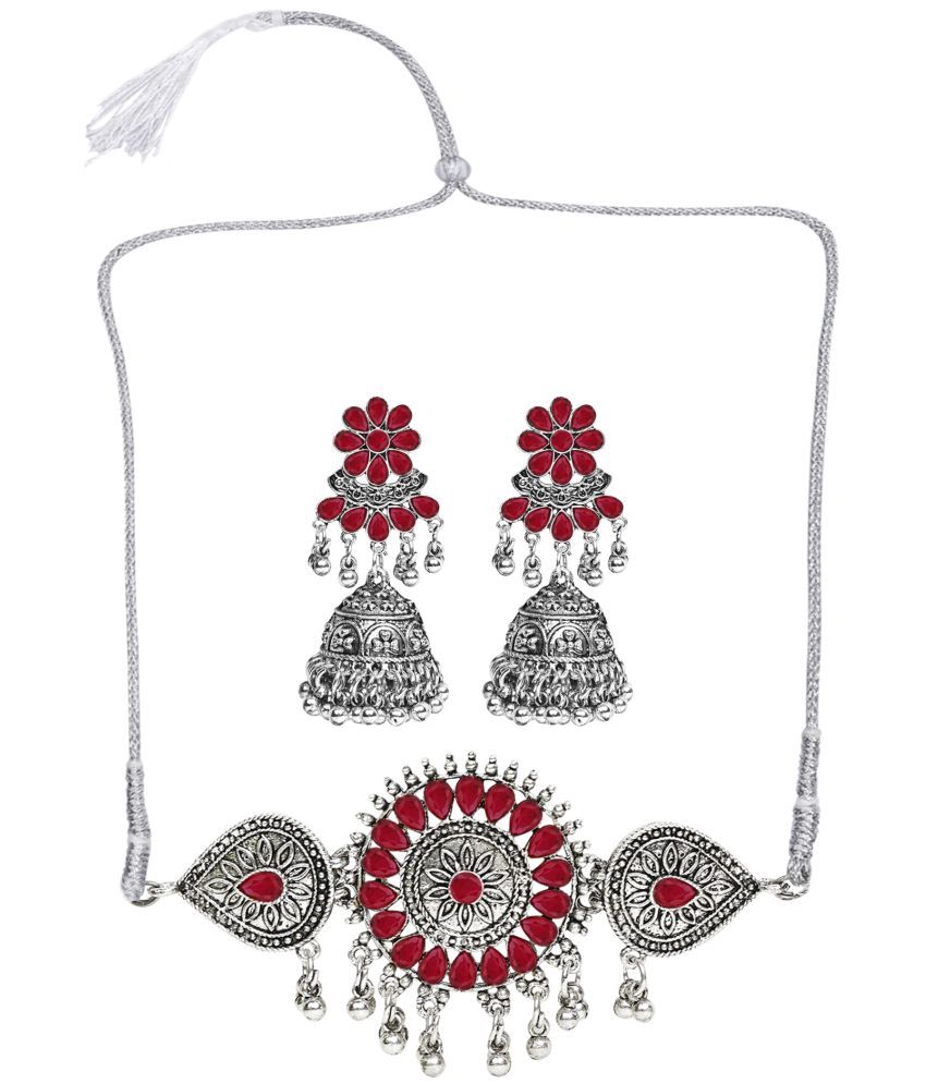     			PUJVI Maroon German Necklace Set ( Pack of 1 )