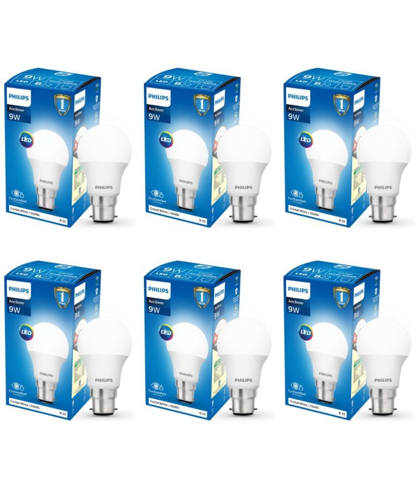     			Philips 9w Cool Day light LED Bulb ( Pack of 6 )