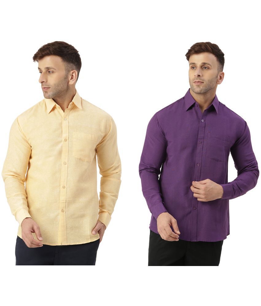     			RIAG 100% Cotton Regular Fit Solids Full Sleeves Men's Casual Shirt - Purple ( Pack of 2 )