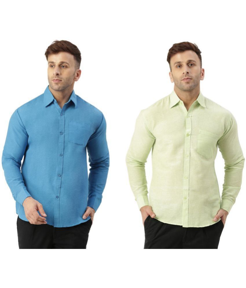     			RIAG 100% Cotton Regular Fit Solids Full Sleeves Men's Casual Shirt - Lime Green ( Pack of 2 )