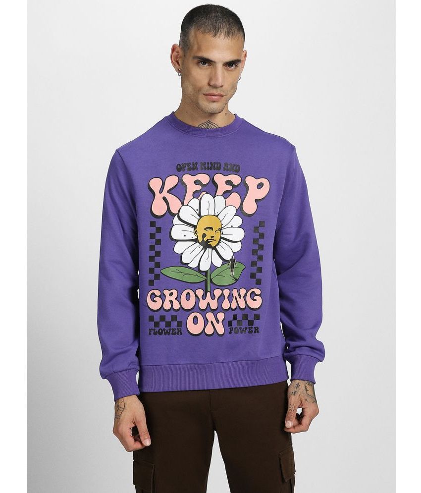     			Veirdo Fleece Round Neck Men's Sweatshirt - Purple ( Pack of 1 )