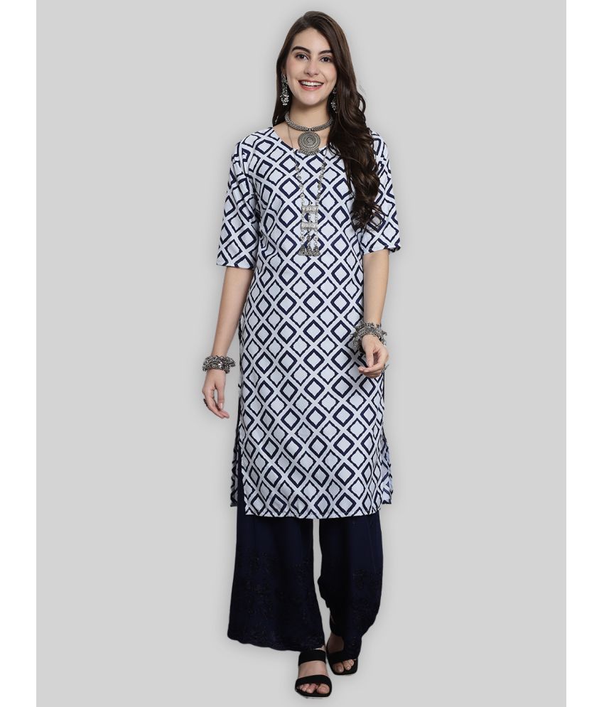     			1 Stop Fashion Crepe Printed Straight Women's Kurti - Blue ( Pack of 1 )