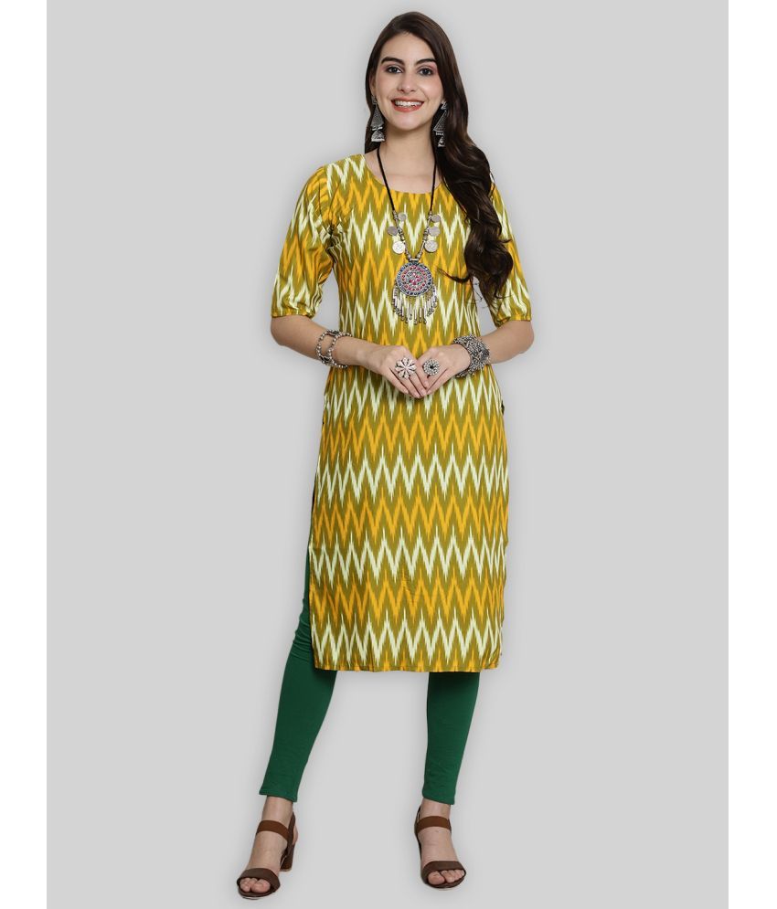     			1 Stop Fashion Crepe Printed Straight Women's Kurti - Yellow ( Pack of 1 )