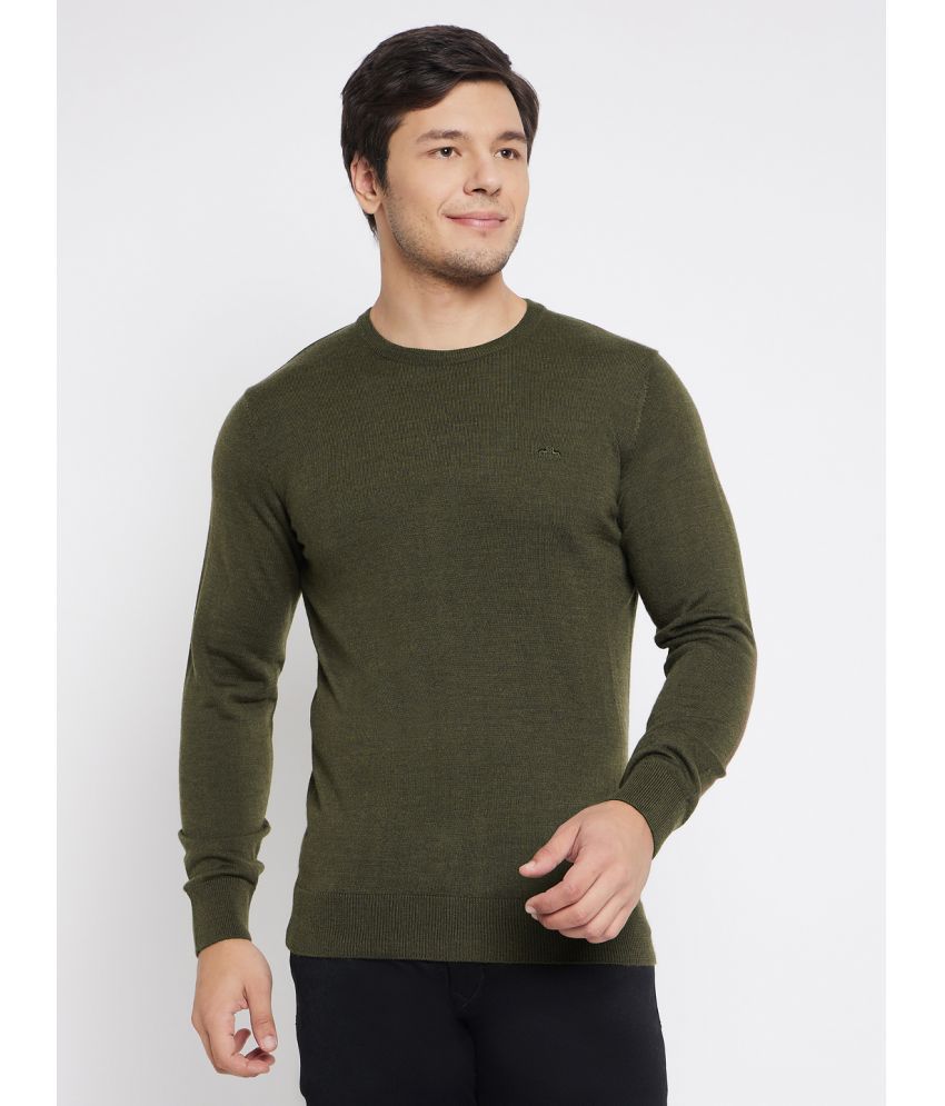     			98 Degree North Woollen Round Neck Men's Full Sleeves Pullover Sweater - Olive ( Pack of 1 )