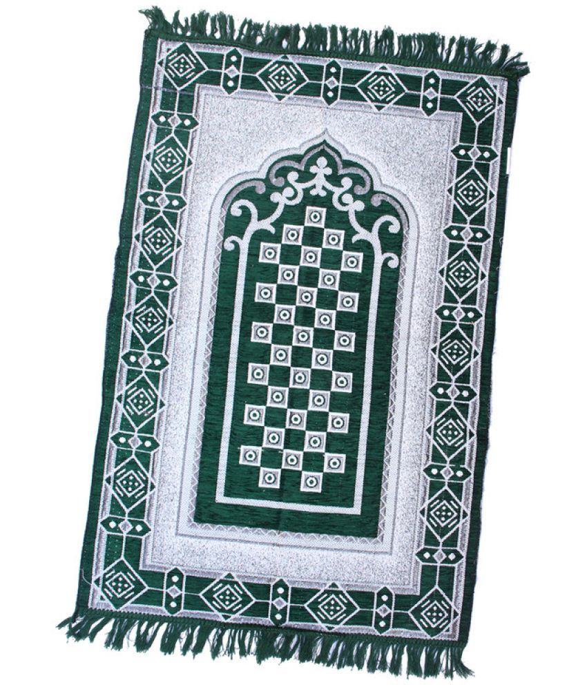     			ADIRNY Green Single Regular Cotton Prayer Mat ( 110 X 70 cm )