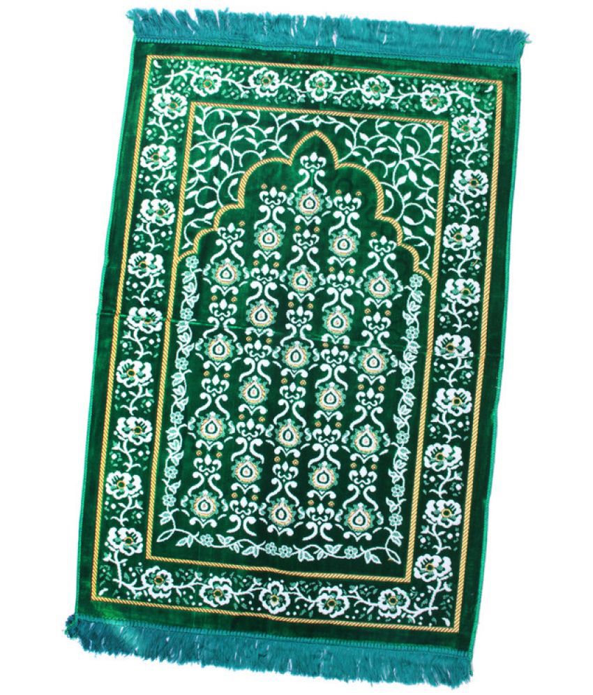     			ADIRNY Green Single Regular Velvet Prayer Mat ( 110 X 70 cm )