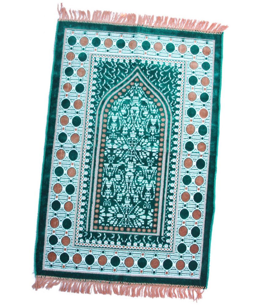     			ADIRNY Green Single Regular Velvet Prayer Mat ( 110 X 70 cm )