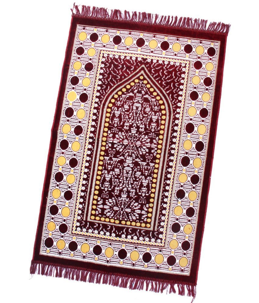     			ADIRNY Maroon Single Regular Velvet Prayer Mat ( 110 X 70 cm )