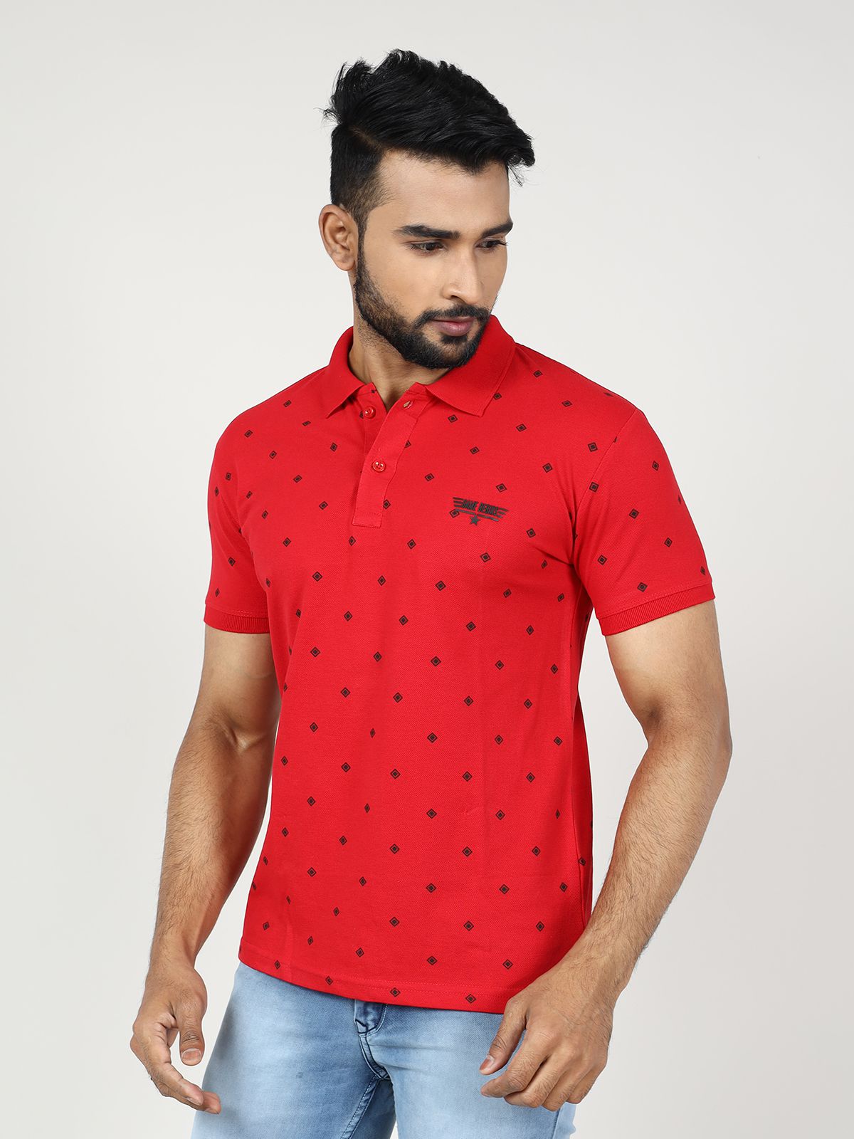     			GAME BEGINS Cotton Slim Fit Printed Half Sleeves Men's Polo T Shirt - Red ( Pack of 1 )