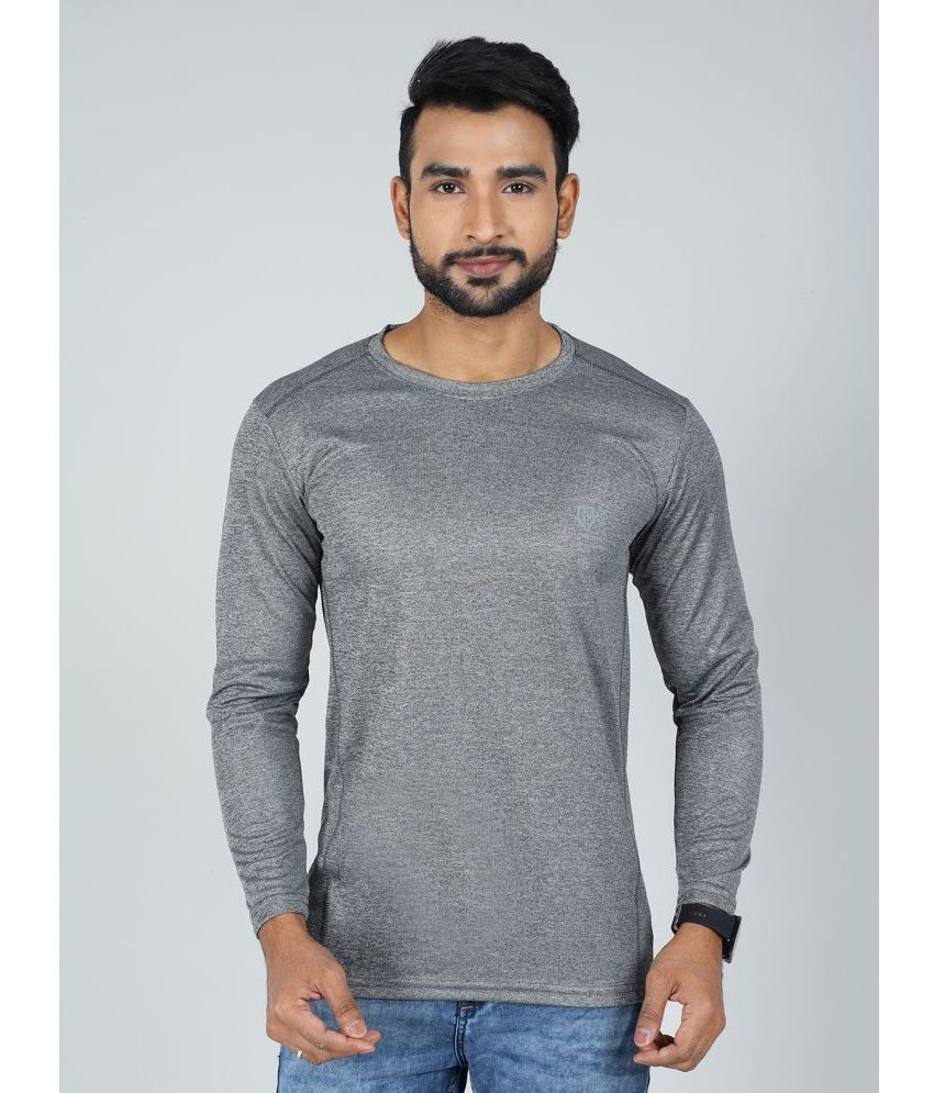    			GAME BEGINS Polyester Regular Fit Self Design Full Sleeves Men's T-Shirt - Grey ( Pack of 1 )