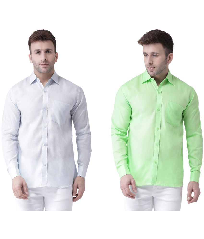     			KLOSET By RIAG 100% Cotton Regular Fit Solids Full Sleeves Men's Casual Shirt - Fluorescent Green ( Pack of 2 )