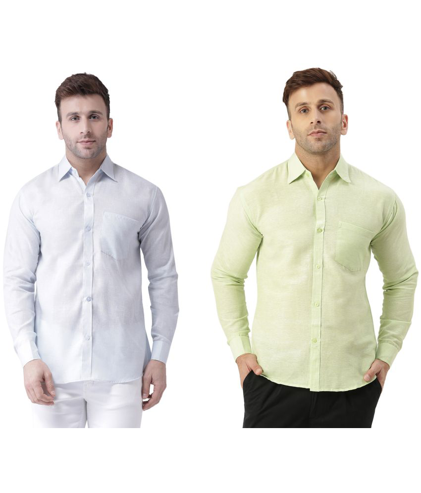     			KLOSET By RIAG 100% Cotton Regular Fit Solids Full Sleeves Men's Casual Shirt - Lime Green ( Pack of 2 )