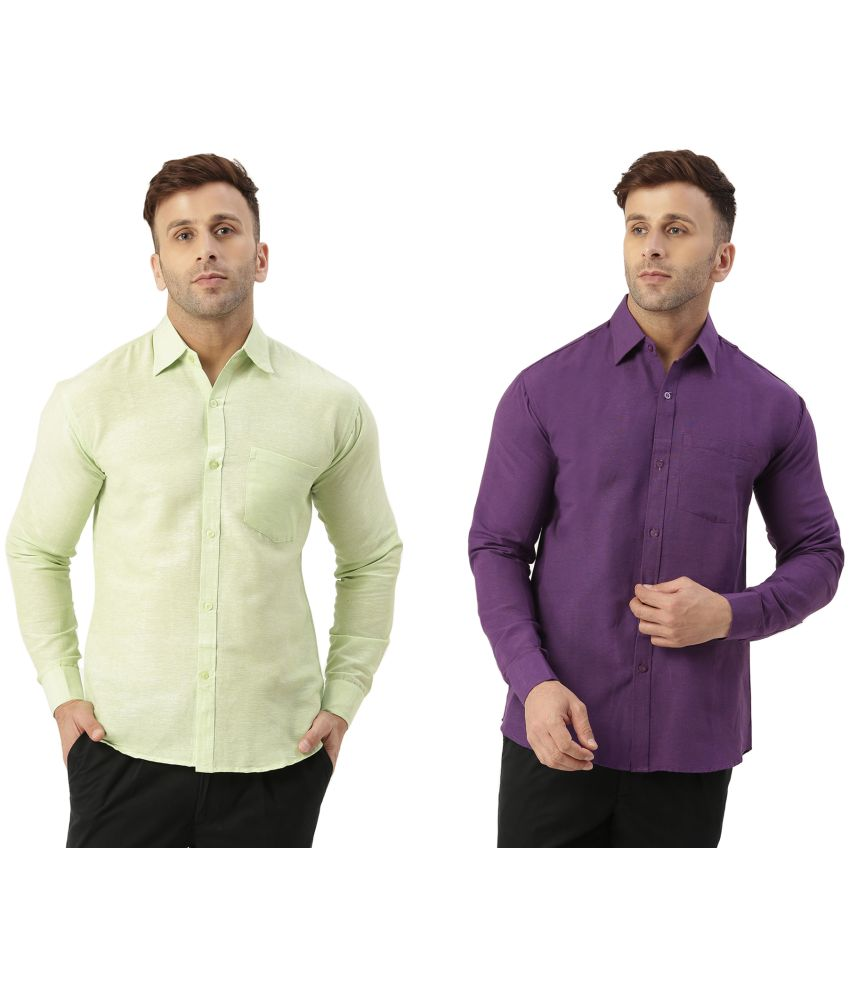     			KLOSET By RIAG 100% Cotton Regular Fit Self Design Full Sleeves Men's Casual Shirt - Purple ( Pack of 2 )