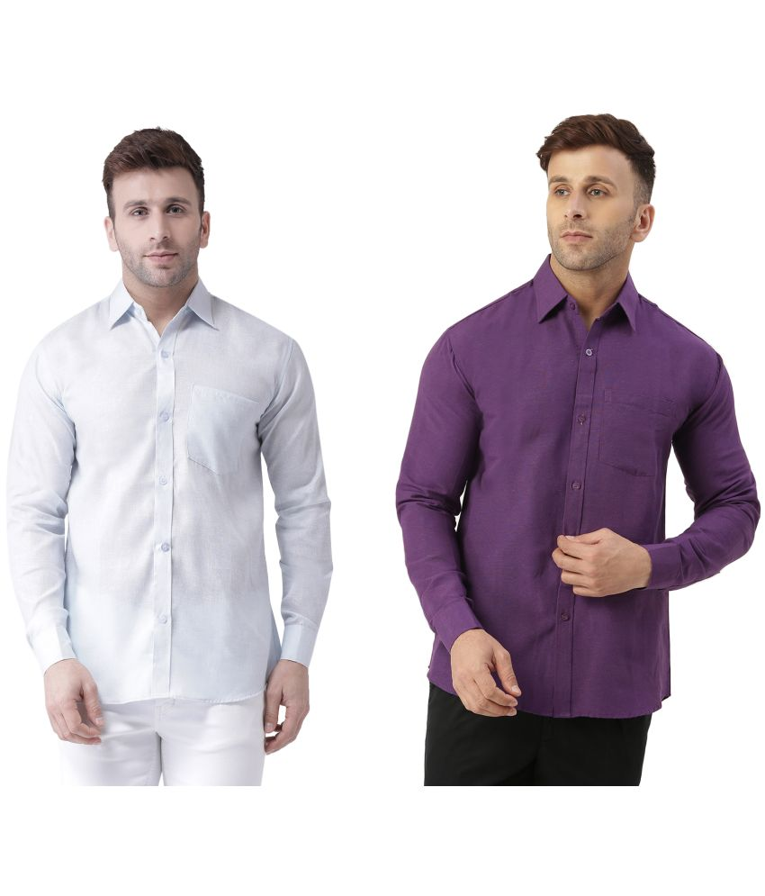     			KLOSET By RIAG 100% Cotton Regular Fit Solids Full Sleeves Men's Casual Shirt - Purple ( Pack of 2 )