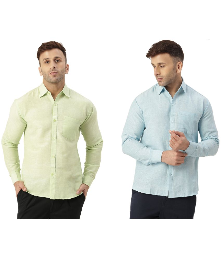     			KLOSET By RIAG 100% Cotton Regular Fit Solids Full Sleeves Men's Casual Shirt - Light Blue ( Pack of 2 )