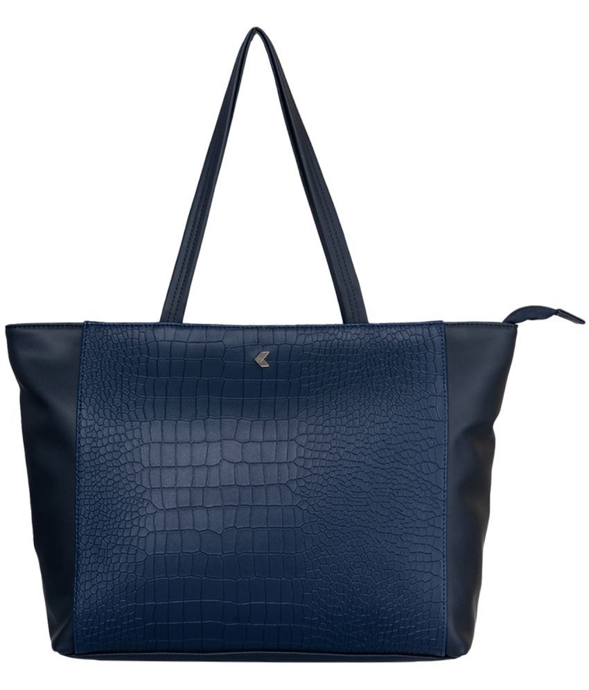     			Khadim's Navy Blue Faux Leather Shoulder Bag