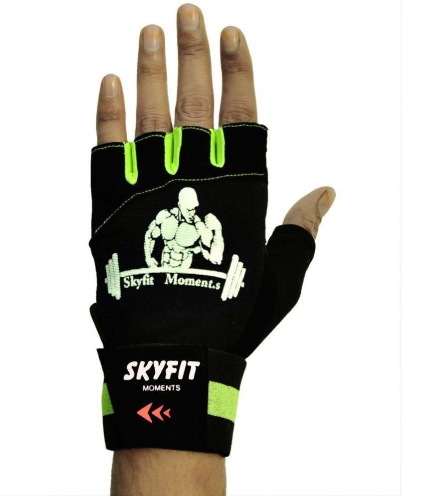     			NOSPEX 21GREEN Unisex Polyester Gym Gloves For Professional Fitness Training and Workout With Half-Finger Length