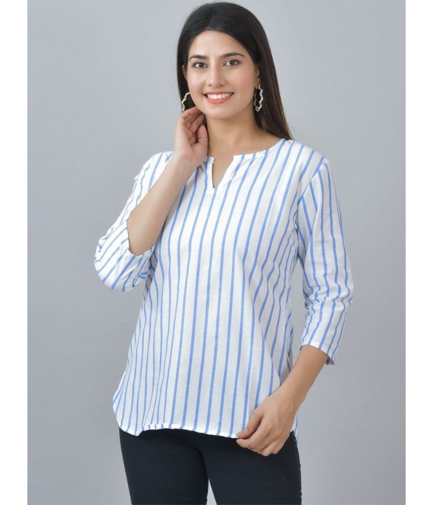     			QuaClo Cotton Striped Straight Women's Kurti - Blue ( Pack of 1 )