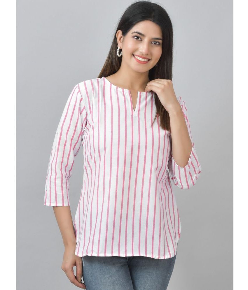     			QuaClo Cotton Striped Straight Women's Kurti - Pink ( Pack of 1 )