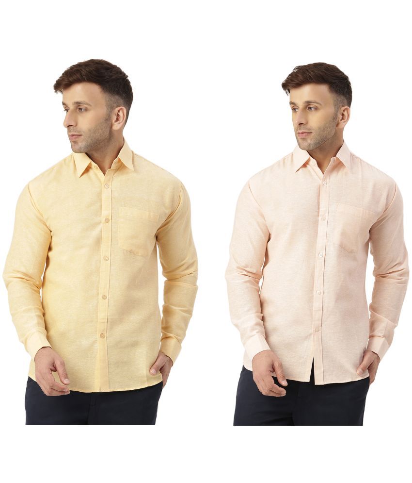     			RIAG 100% Cotton Regular Fit Self Design Full Sleeves Men's Casual Shirt - Peach ( Pack of 2 )