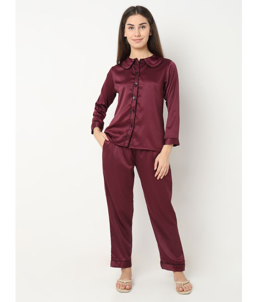     			Smarty Pants Wine Satin Women's Nightwear Nightsuit Sets ( Pack of 1 )