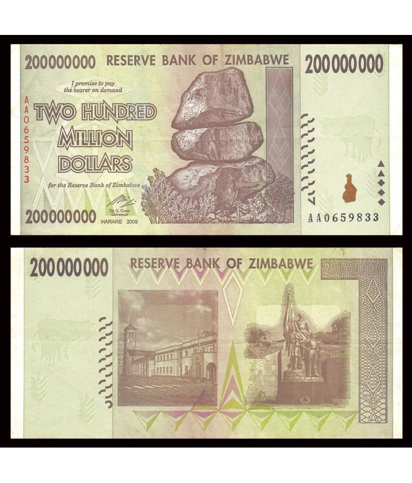     			Zimbabwe Two Hundered Million Dollars Top Grade Beautiful Banknote