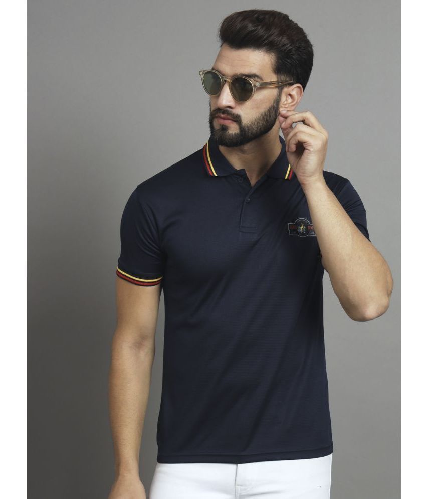     			renuovo Cotton Blend Regular Fit Striped Half Sleeves Men's Polo T Shirt - Navy ( Pack of 1 )