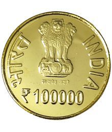 Extreme Rare 100000 Rupee - Rabindranath Tagore Gold Plated Fantasy Token Memorial Coin