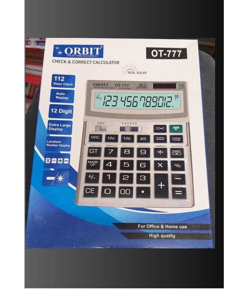     			2460 Y-YESKART OT -777  120 Steps Check and Correct Premium Desktop Calculator with Metallic faceplate & Bigger Screen/Keys (12 Digit)