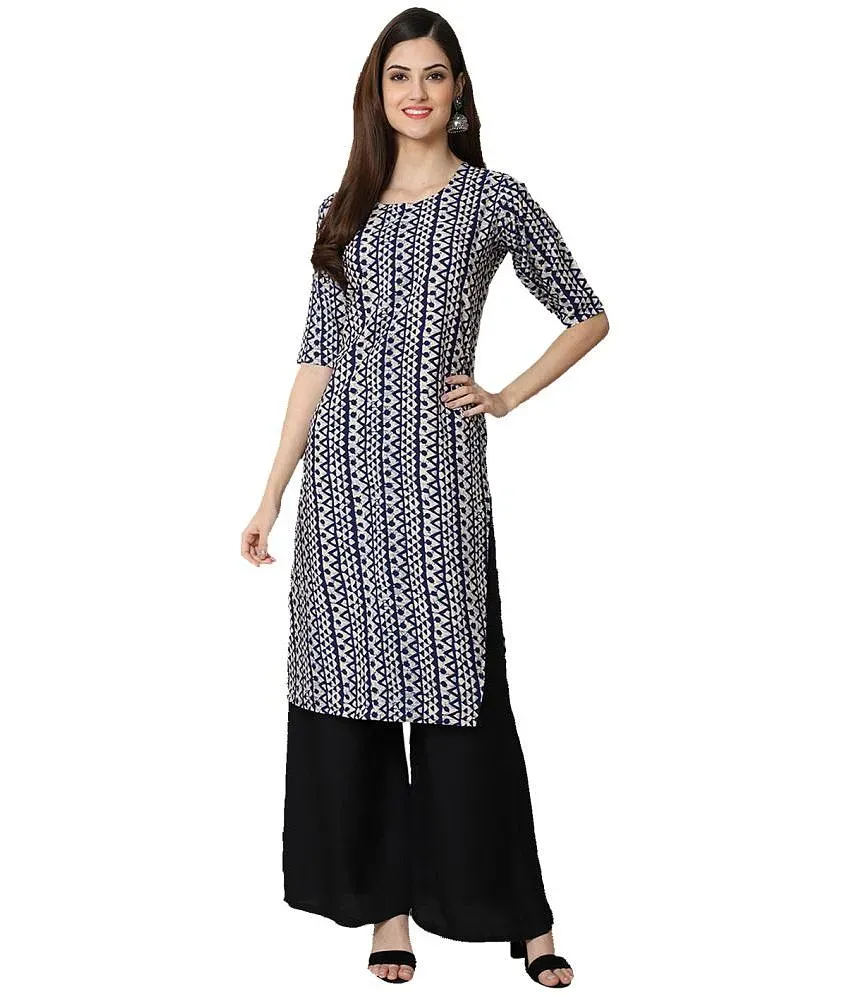 1 Stop Fashion White Crepe Women s Straight Kurti Pack of 1