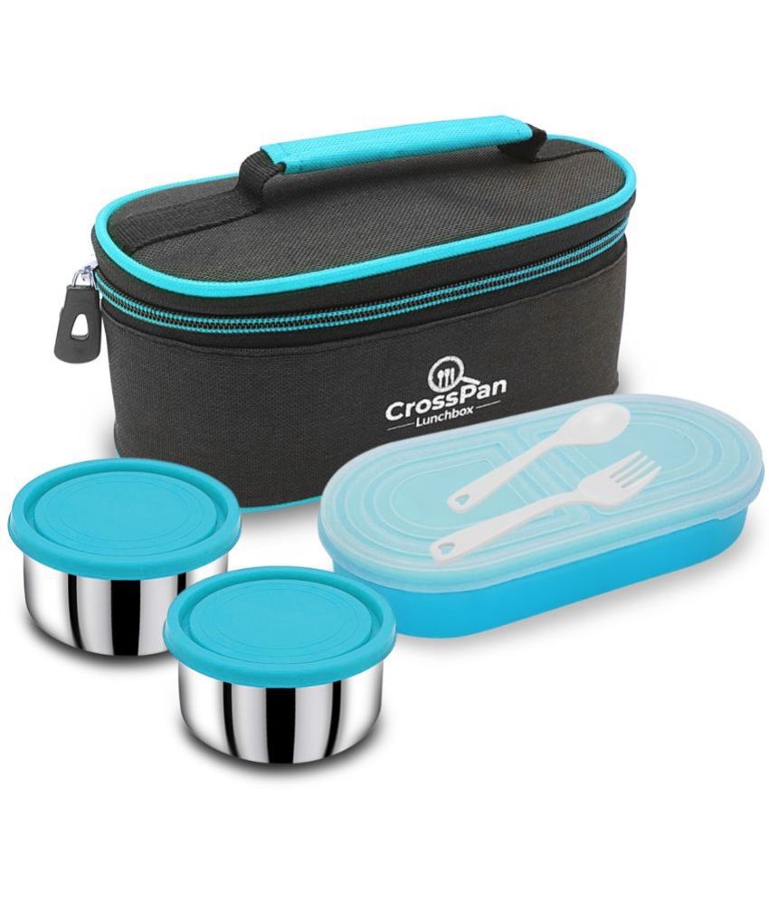     			CrossPan DOUBLE DECKER Lunch/Tiffin Box Stainless Steel Lunch Box 3 - Container ( Pack of 1 )
