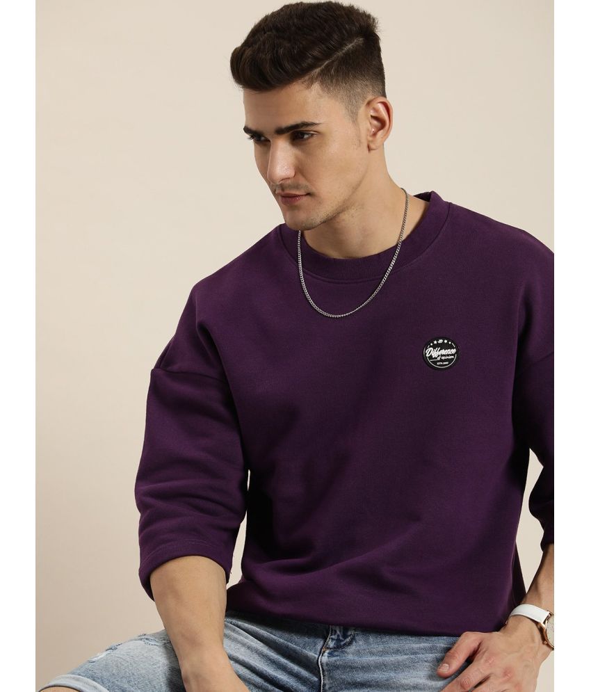     			Difference of Opinion Fleece Round Neck Men's Sweatshirt - Purple ( Pack of 1 )