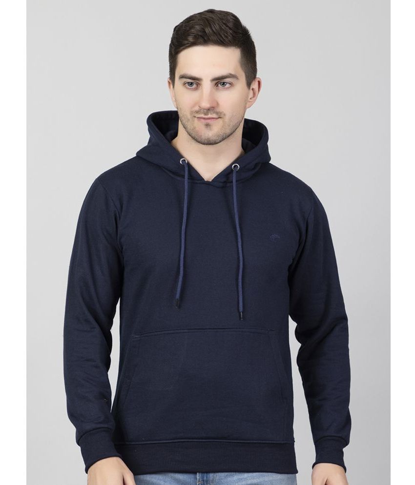     			EKOM Fleece Hooded Men's Sweatshirt - Navy Blue ( Pack of 1 )